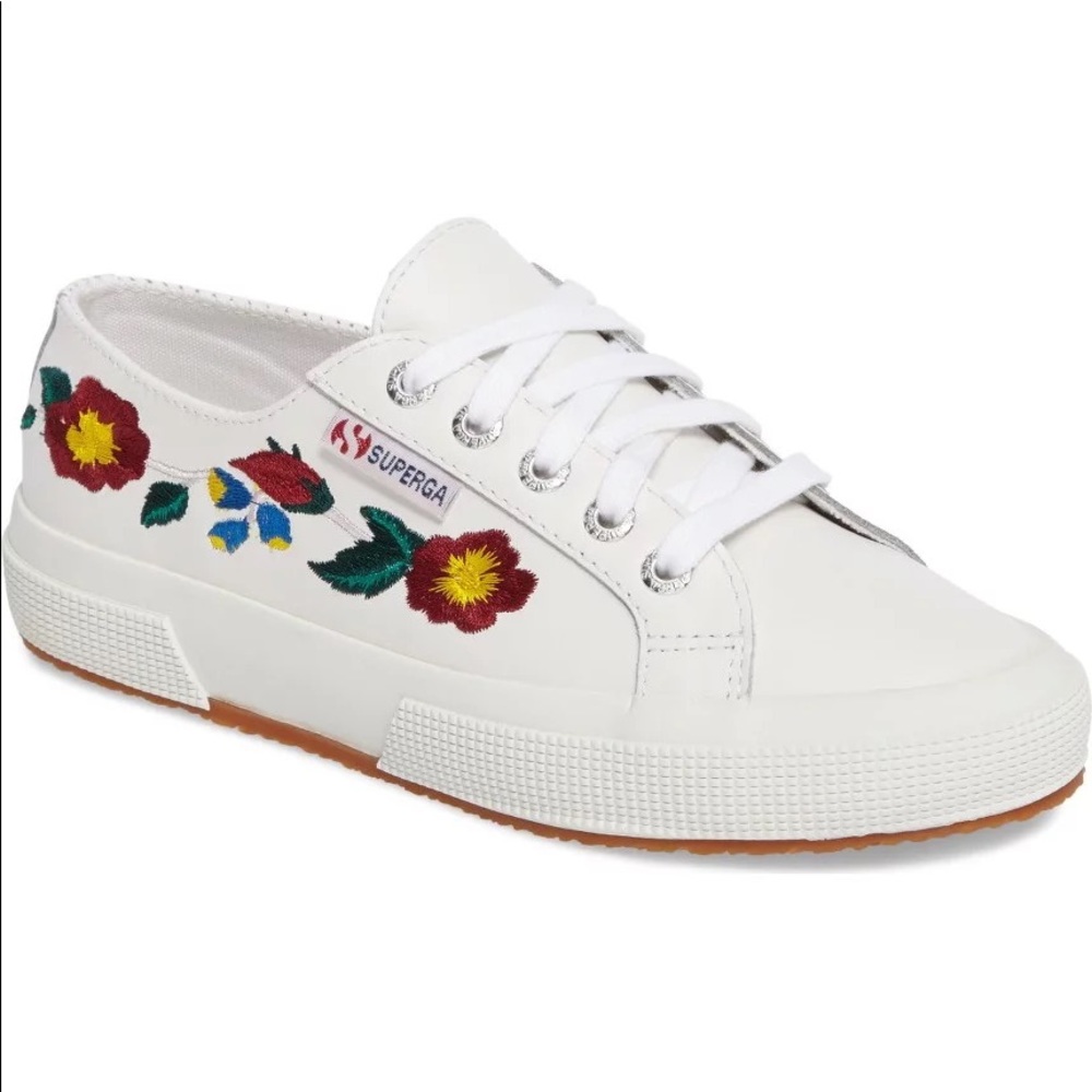 Superga White Sneaker with Floral Decal